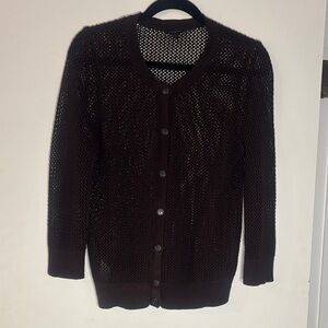 Ann Taylor Factory Deep chocolate Brown Mesh Cardigan